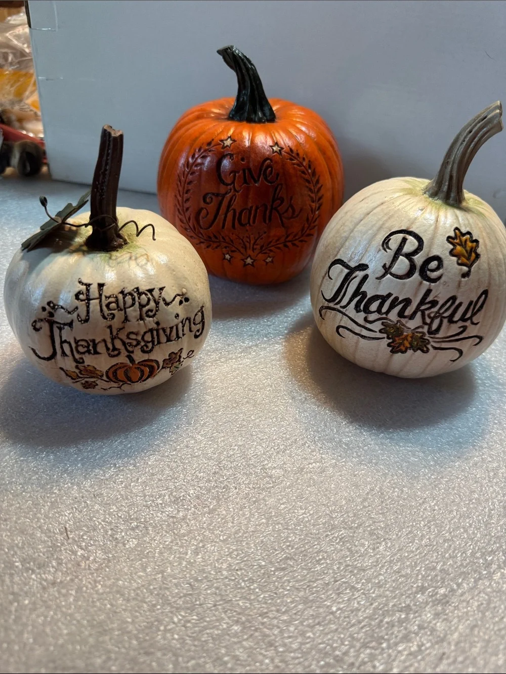 Thanksgiving Decorative Pumpkin Set — Orange & White Seasonal Accents